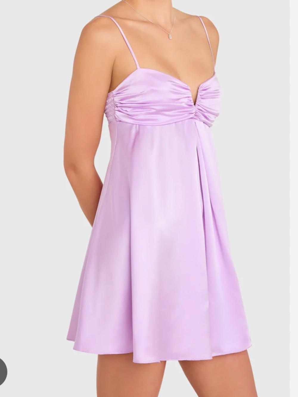 Amanda Uprichard Lilac Satin Slip Liana Dress, OUT OF STOCK ONLINE